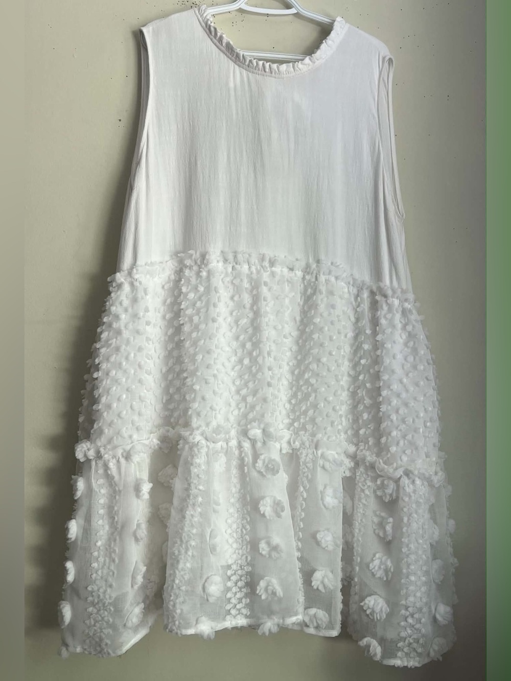 Impressions White Sleeveless Textured Tiered A-Line Dress